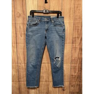 Rag & Bone NY 27 jeans dre low-rise slim boyfriend distressed blue distressed